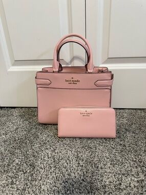 kate spade New York Pink Leather Satchel with Matching Wallet